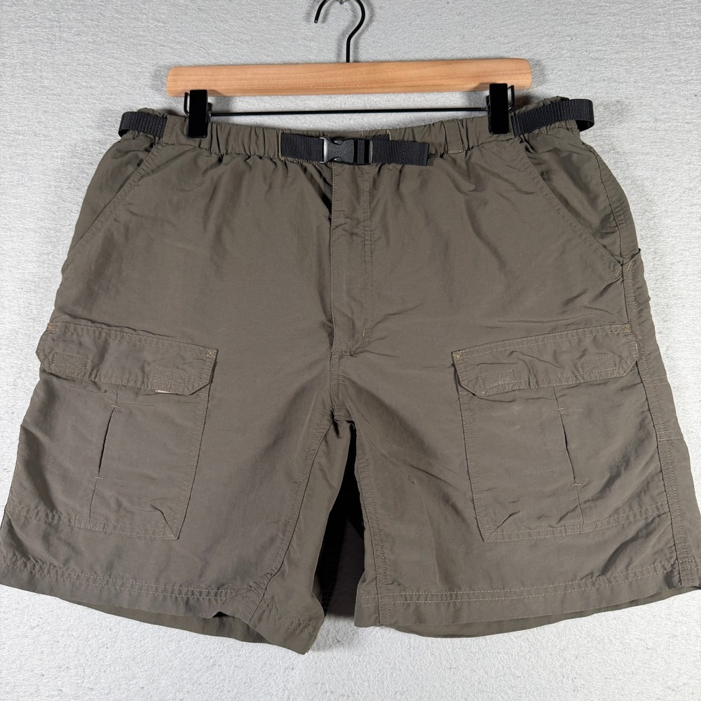Royal Robbins Mens Large Olive Green Nylon Hiking Cargo Shorts Belted 34x7